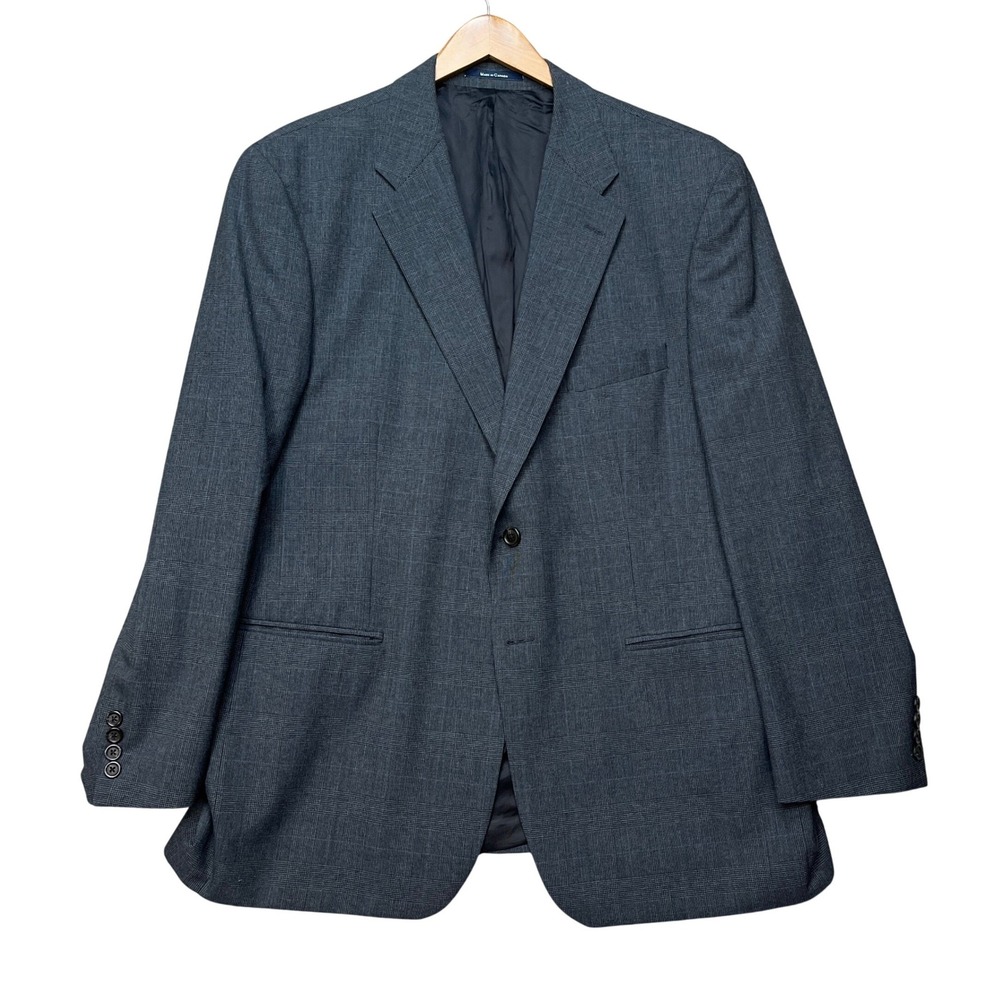 Chaps Ralph Lauren Blazer Mens 46R Gray Glen Plaid Wool Two-Button Jacket EUC‎